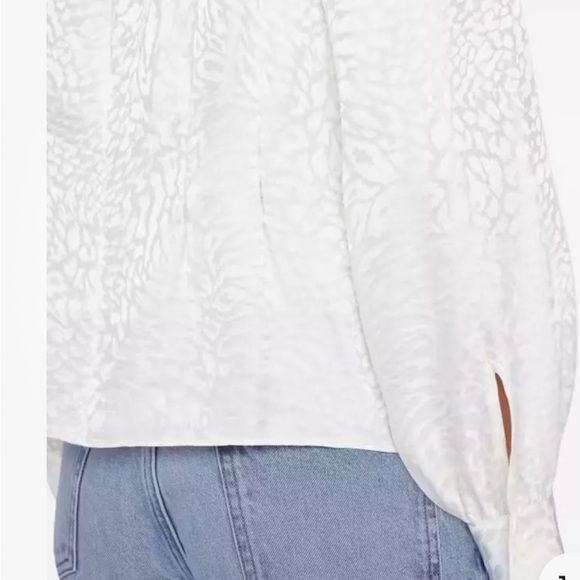Frame Foldover Mock Neck Blouse in off white - Picture 6 of 8